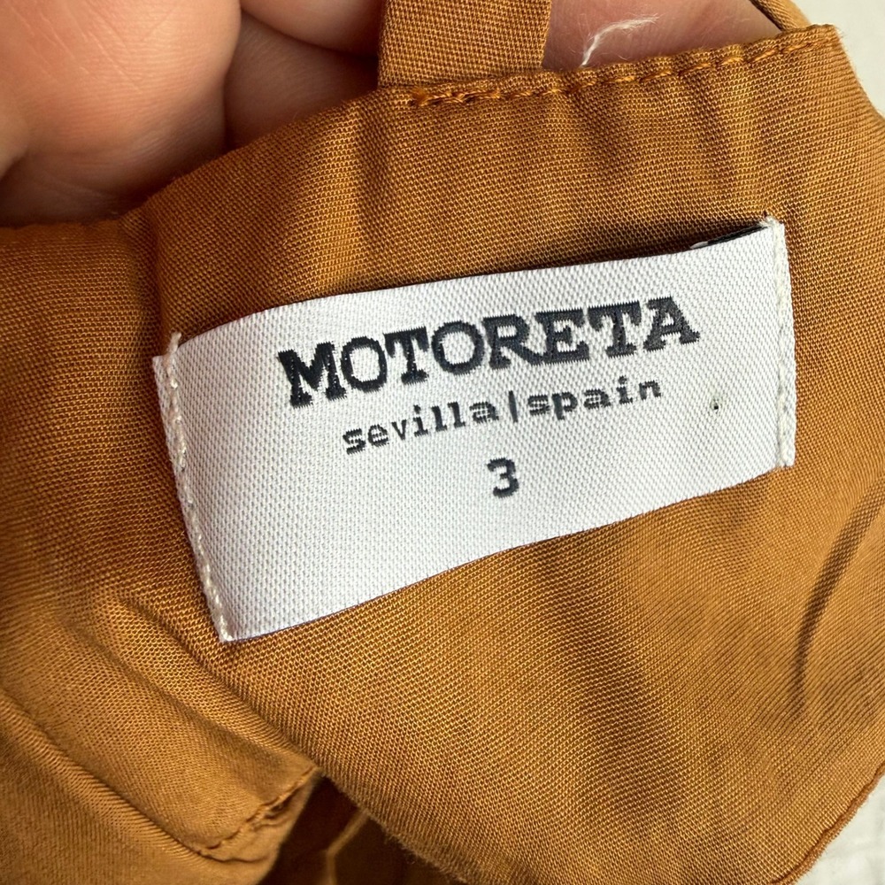 Motoreta Sevilla Spain Girls Brown Blue Striped Button Front Dress Size 3 - Picture 5 of 7